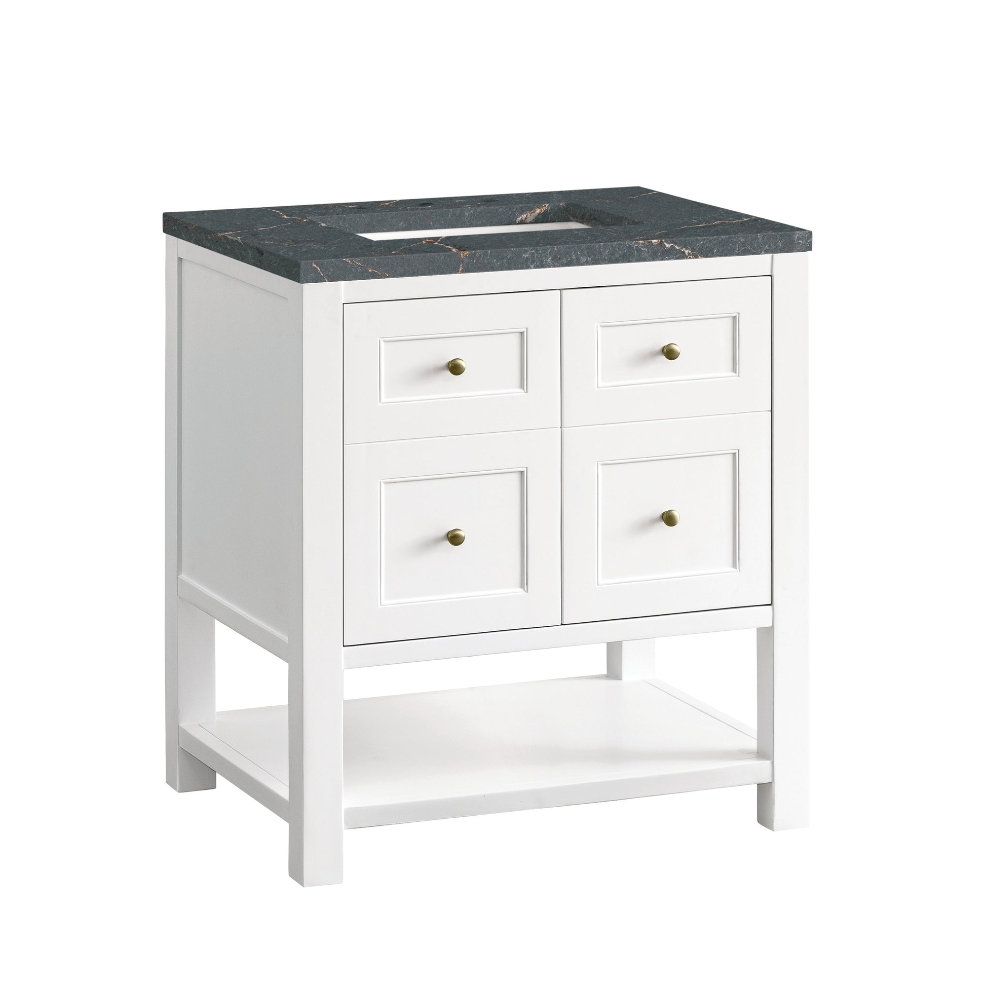 James Martin Vanities Breckenridge 30" Bright White Single Vanity With 3 cm Parisien Bleu Top