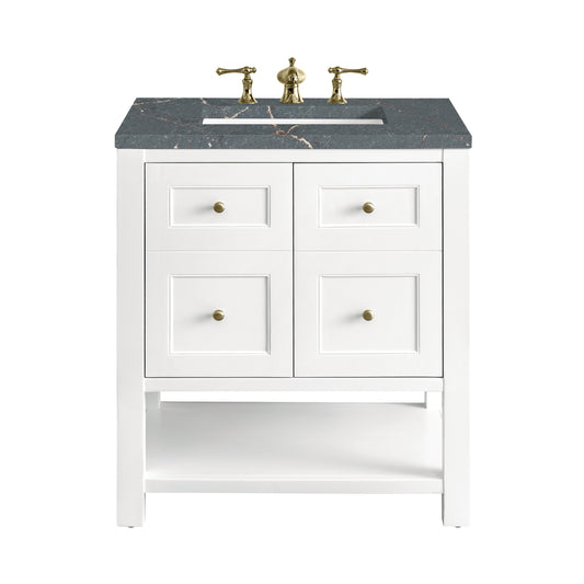 James Martin Vanities Breckenridge 30" Bright White Single Vanity With 3 cm Parisien Bleu Top