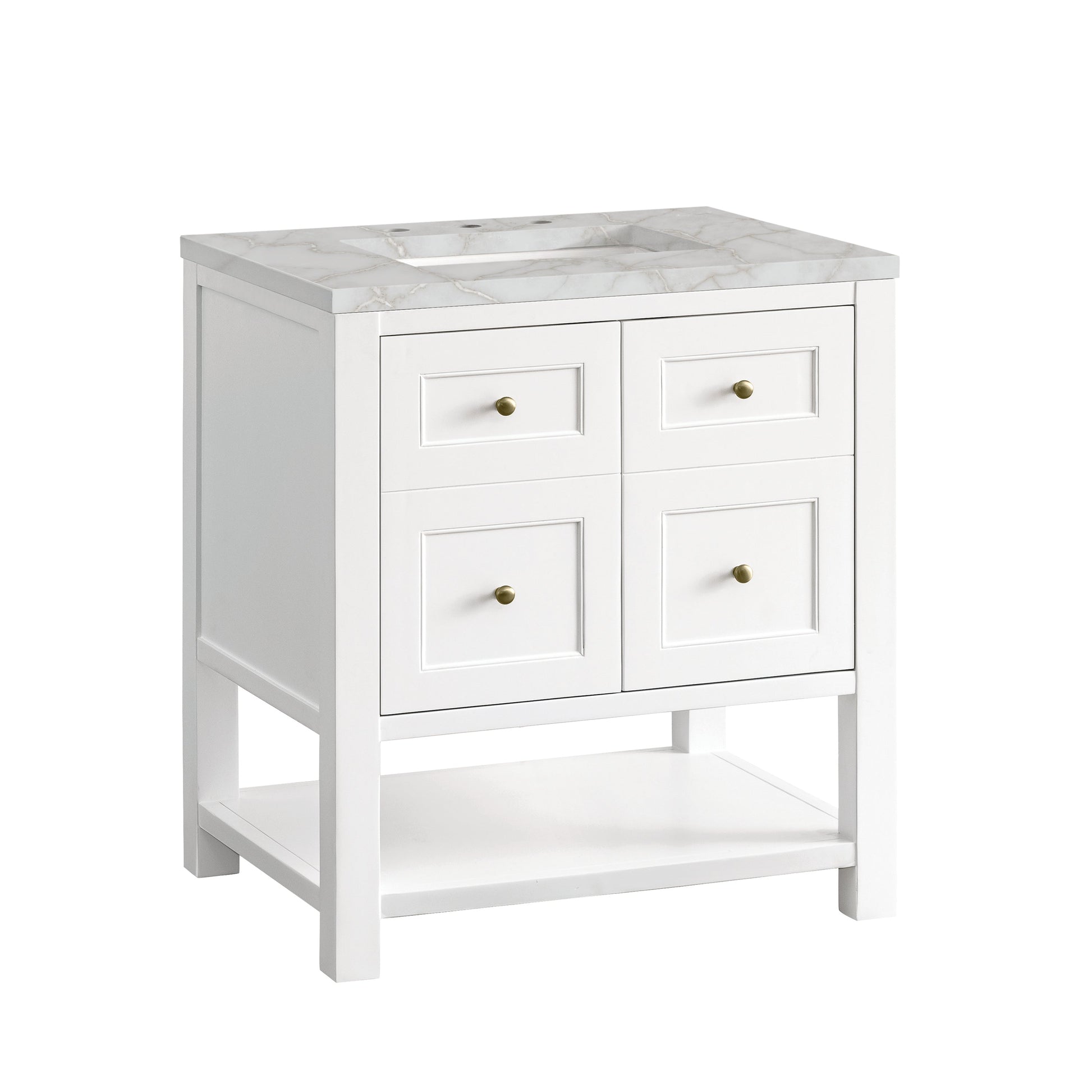 James Martin Vanities Breckenridge 30" Bright White Single Vanity With 3 cm Victorian Silver Top