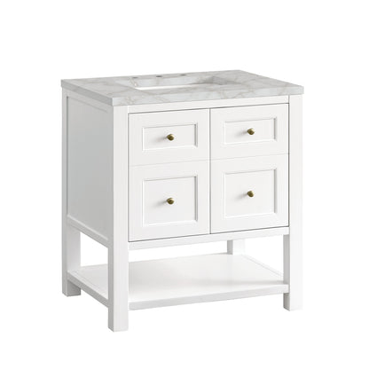 James Martin Vanities Breckenridge 30" Bright White Single Vanity With 3 cm Victorian Silver Top