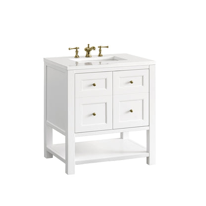 James Martin Vanities Breckenridge 30" Bright White Single Vanity With 3 cm White Zeus Top