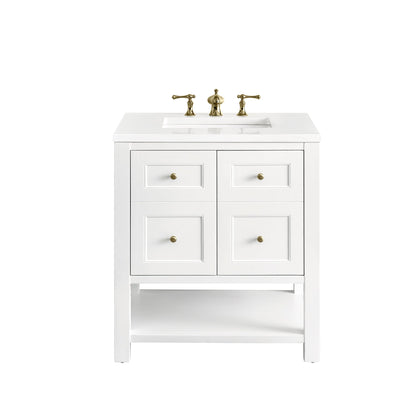 James Martin Vanities Breckenridge 30" Bright White Single Vanity With 3 cm White Zeus Top