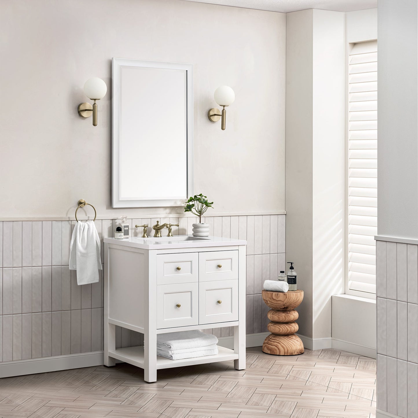 James Martin Vanities Breckenridge 30" Bright White Single Vanity With 3 cm White Zeus Top