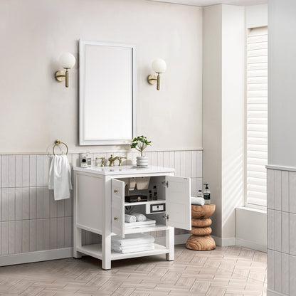 James Martin Vanities Breckenridge 30" Bright White Single Vanity With 3 cm White Zeus Top