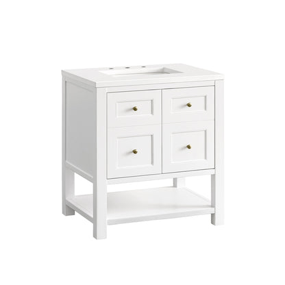 James Martin Vanities Breckenridge 30" Bright White Single Vanity With 3 cm White Zeus Top