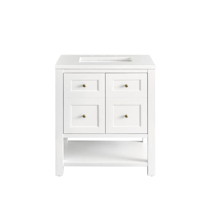 James Martin Vanities Breckenridge 30" Bright White Single Vanity With 3 cm White Zeus Top