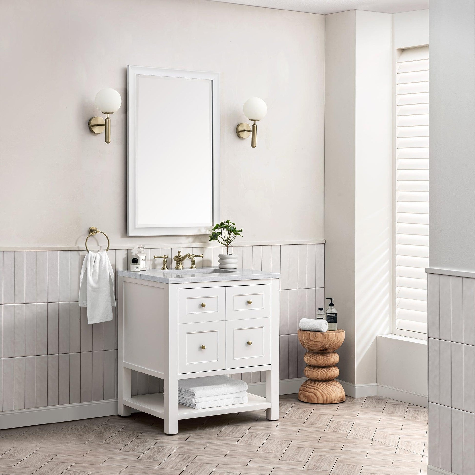 James Martin Vanities Breckenridge 30" Bright White Single Vanity With 3cm Arctic Fall Top