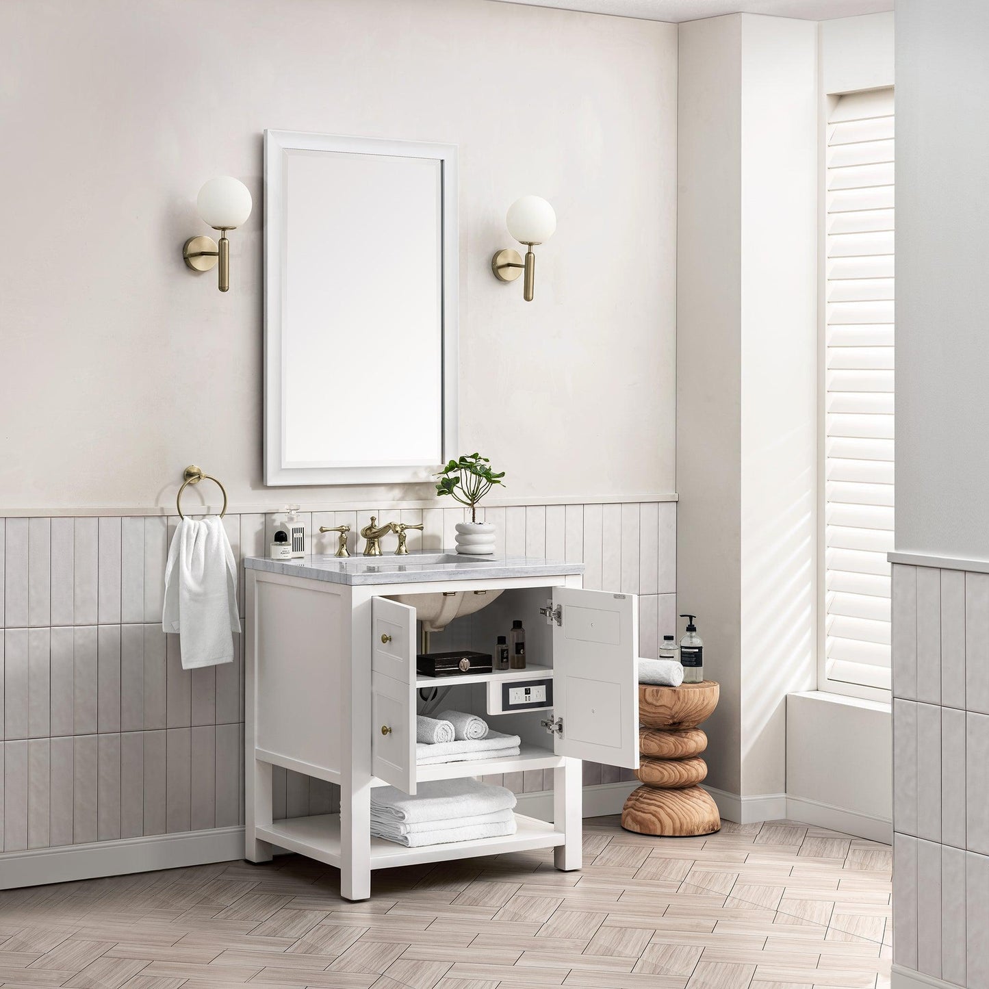 James Martin Vanities Breckenridge 30" Bright White Single Vanity With 3cm Arctic Fall Top