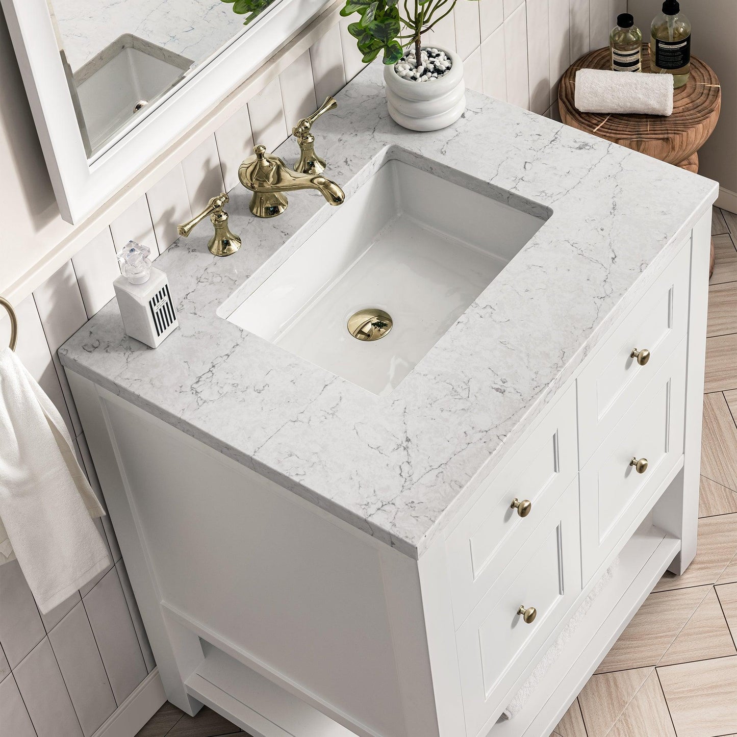 James Martin Vanities Breckenridge 30" Bright White Single Vanity With 3cm Arctic Fall Top