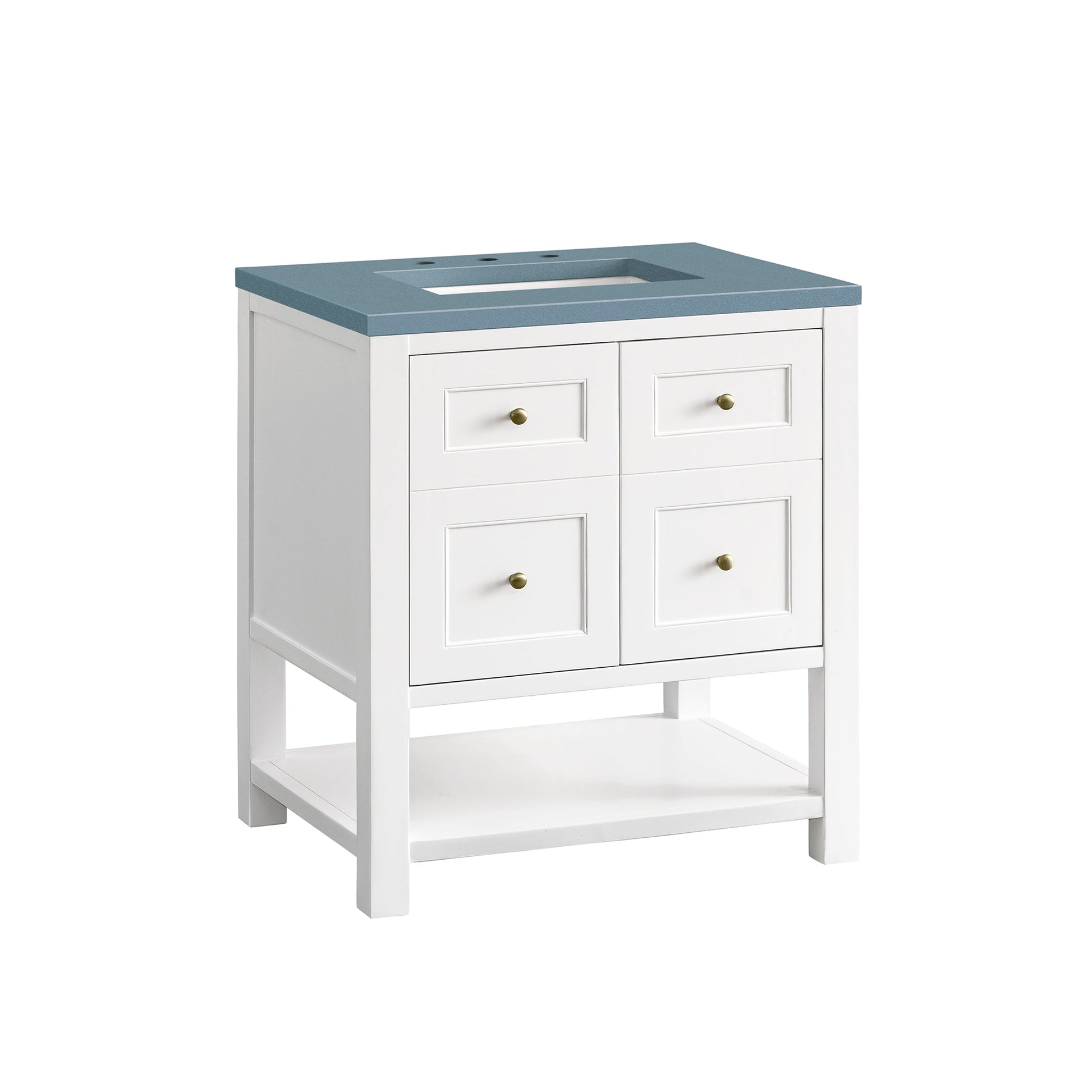 James Martin Vanities Breckenridge 30" Bright White Single Vanity With 3cm Cala Blue Top