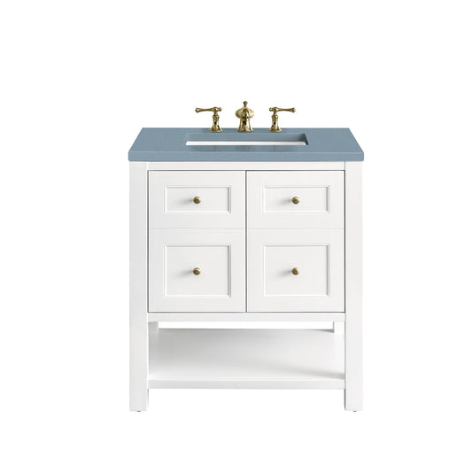 James Martin Vanities Breckenridge 30" Bright White Single Vanity With 3cm Cala Blue Top