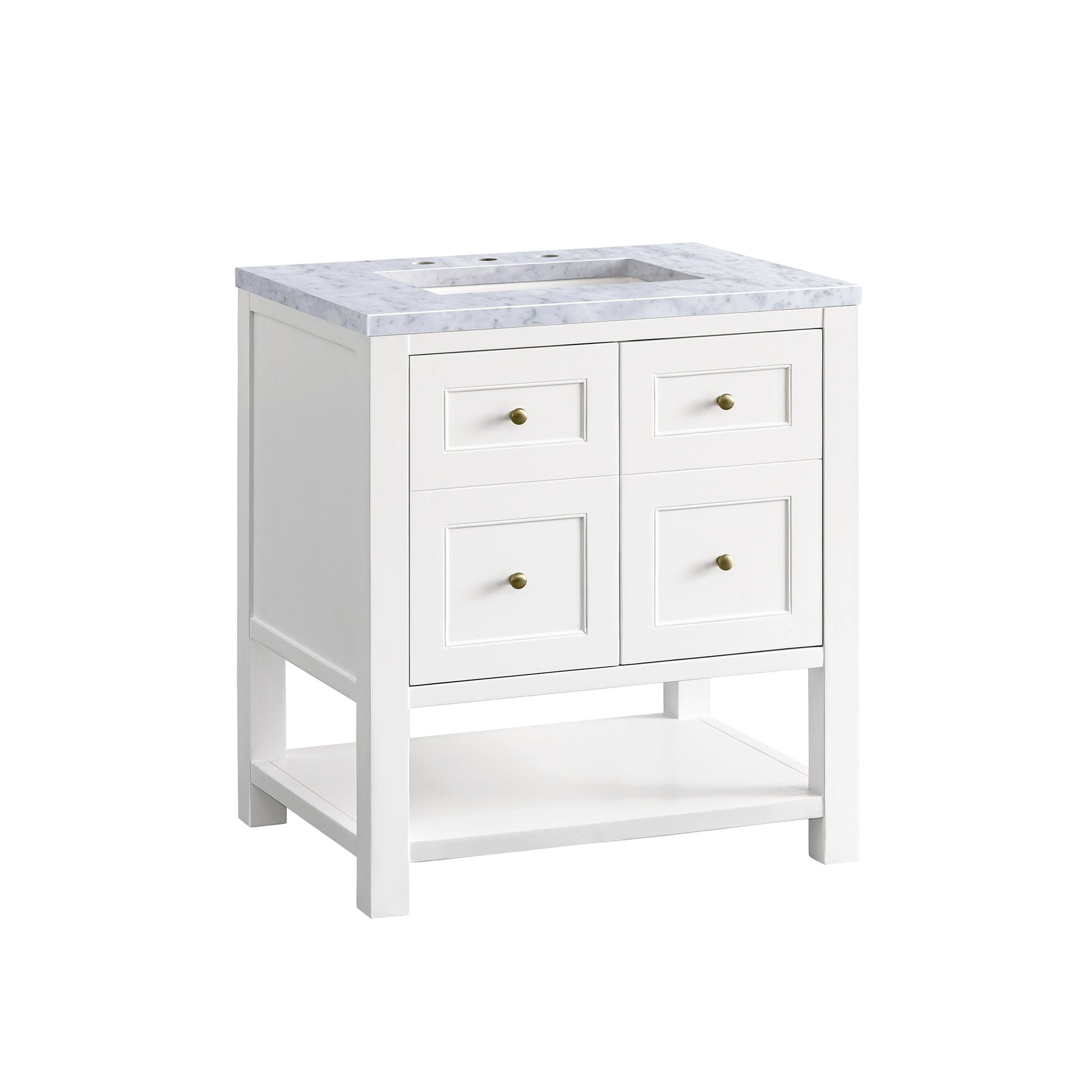 James Martin Vanities Breckenridge 30" Bright White Single Vanity With 3cm Carrara Marble Top