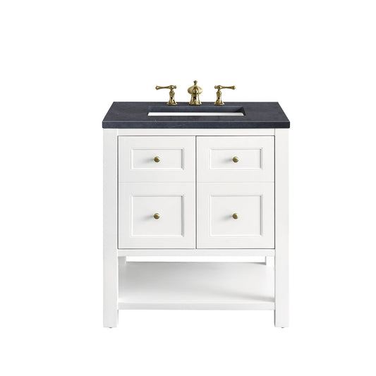 James Martin Vanities Breckenridge 30" Bright White Single Vanity With 3cm Charcoal Soapstone Top