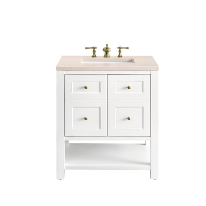 James Martin Vanities Breckenridge 30" Bright White Single Vanity With 3cm Eternal Marfil Top