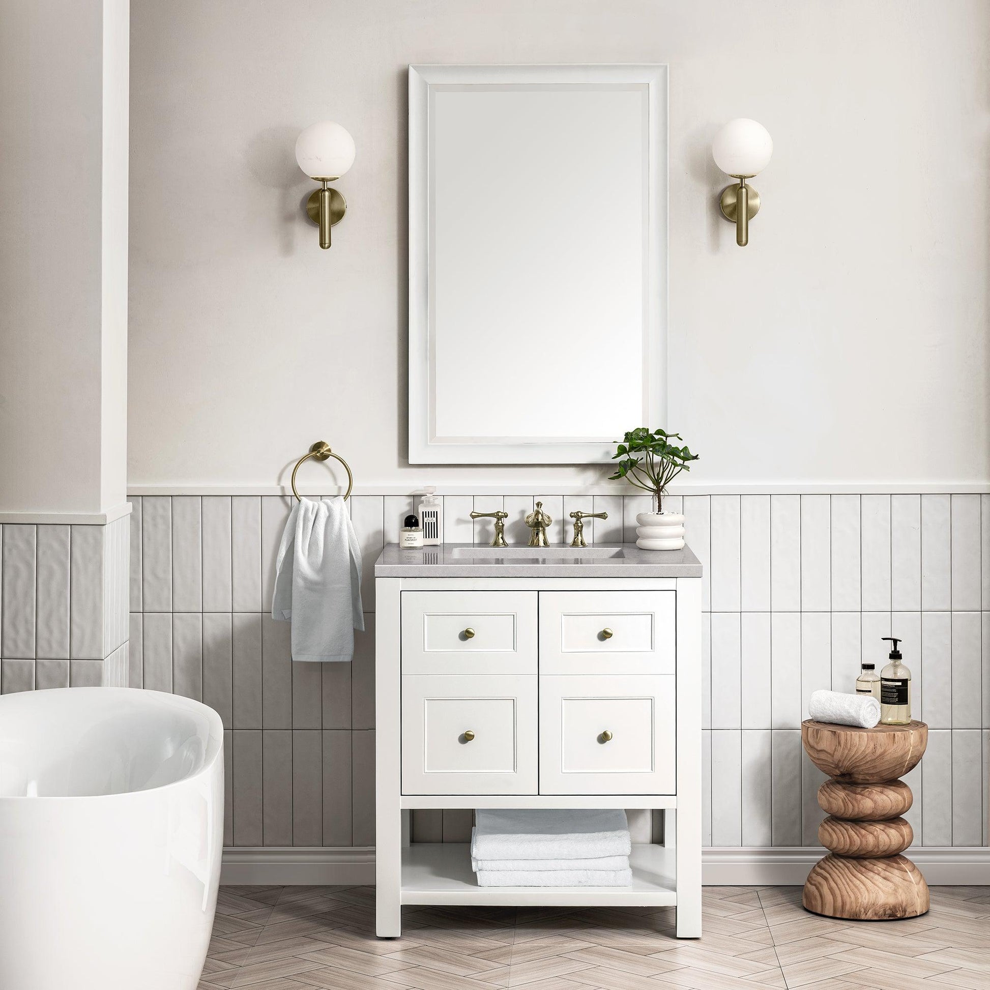 James Martin Vanities Breckenridge 30" Bright White Single Vanity With 3cm Eternal Serena Top