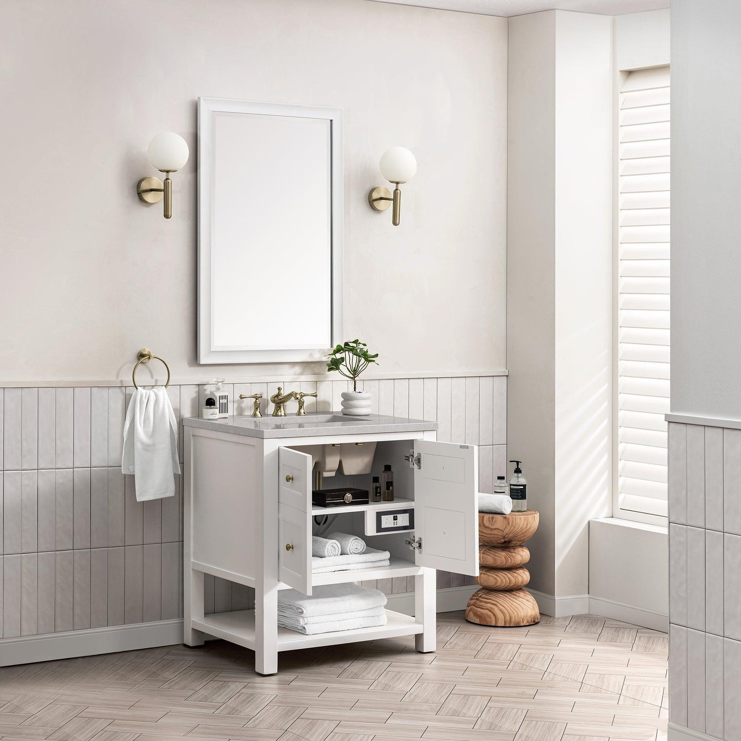 James Martin Vanities Breckenridge 30" Bright White Single Vanity With 3cm Eternal Serena Top