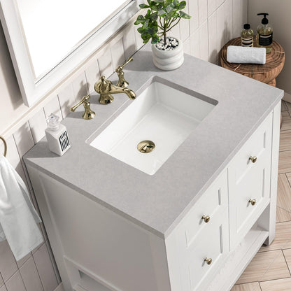 James Martin Vanities Breckenridge 30" Bright White Single Vanity With 3cm Eternal Serena Top