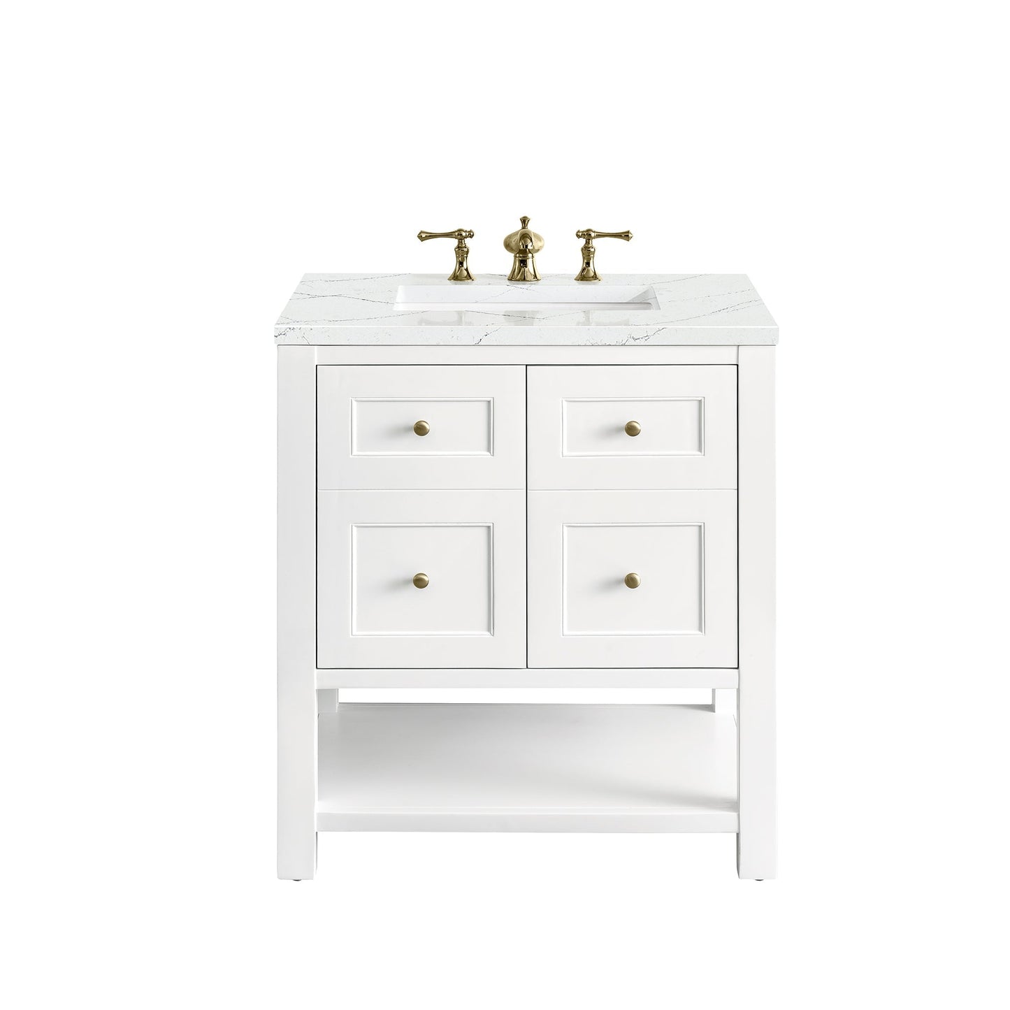 James Martin Vanities Breckenridge 30" Bright White Single Vanity With 3cm Ethereal Noctis Top