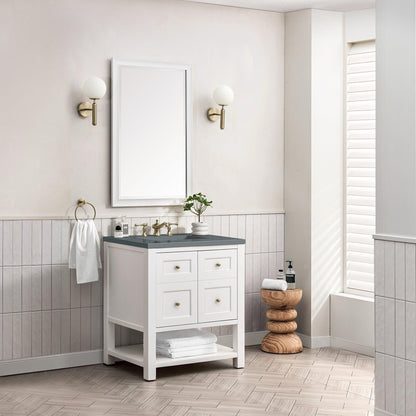 James Martin Vanities Breckenridge 30" Bright White Single Vanity With 3cm Grey Expo Top