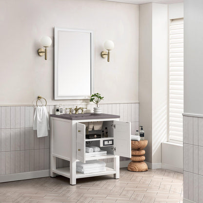 James Martin Vanities Breckenridge 30" Bright White Single Vanity With 3cm Grey Expo Top