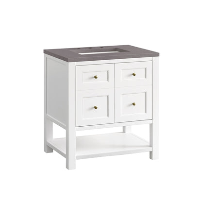 James Martin Vanities Breckenridge 30" Bright White Single Vanity With 3cm Grey Expo Top