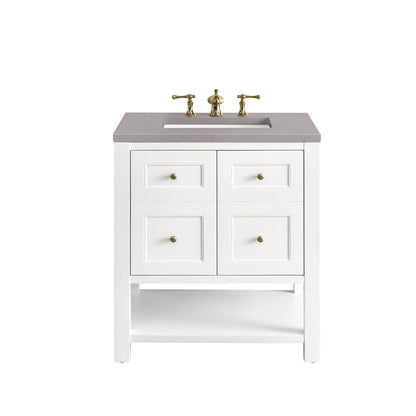 James Martin Vanities Breckenridge 30" Bright White Single Vanity With 3cm Grey Expo Top