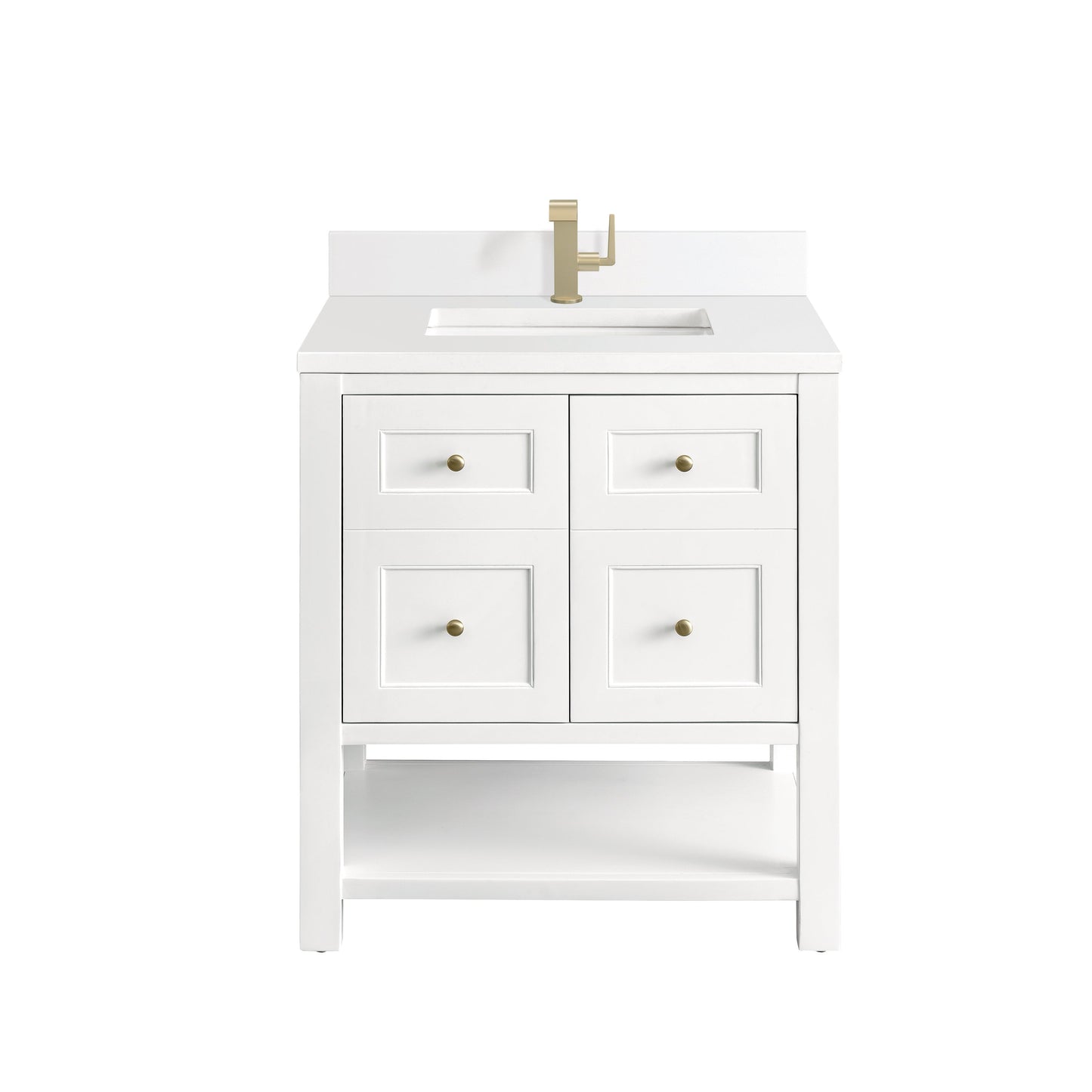 James Martin Vanities Breckenridge 30" Bright White Single Vanity With Single Hole 3 cm White Zeus Top & Backsplash