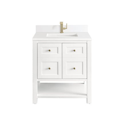 James Martin Vanities Breckenridge 30" Bright White Single Vanity With Single Hole 3 cm White Zeus Top & Backsplash