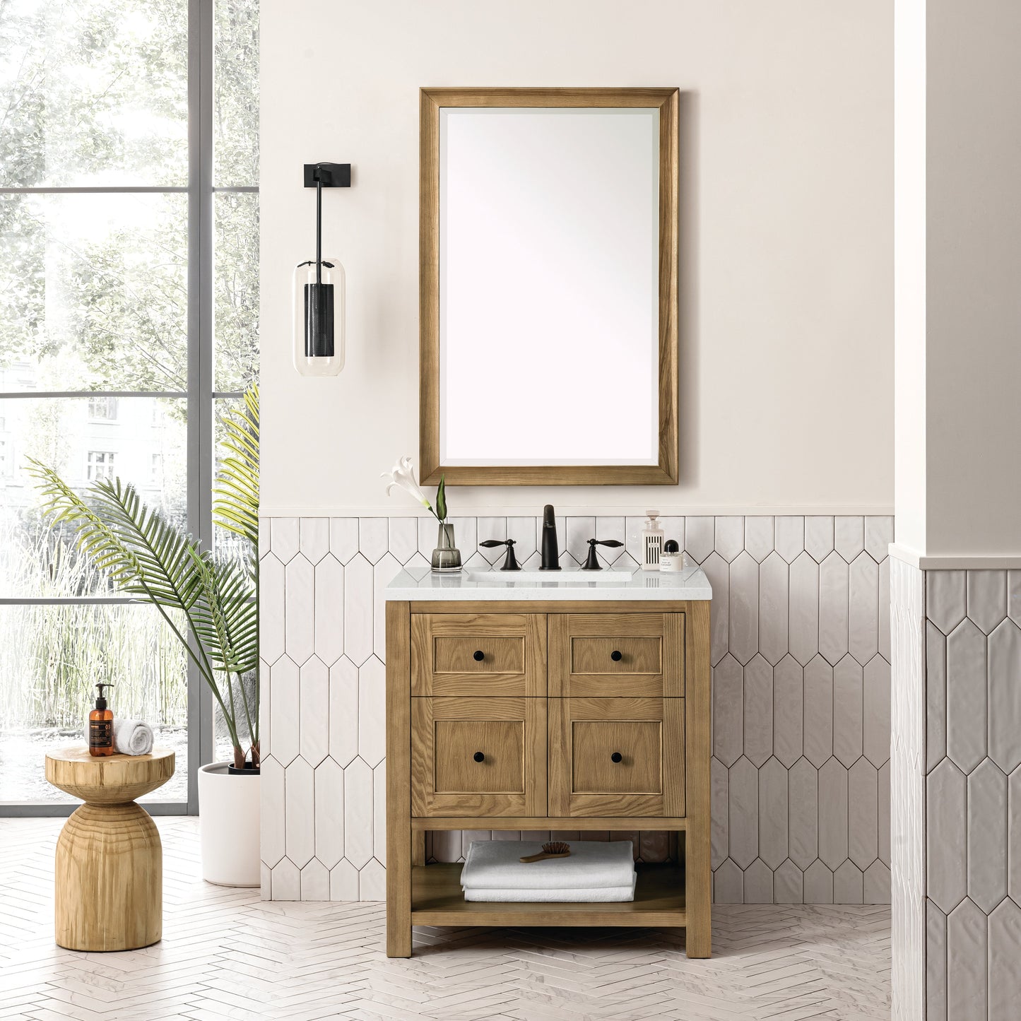 James Martin Vanities Breckenridge 30" Light Natural Oak Single Vanity With 3 cm Lime Delight Top