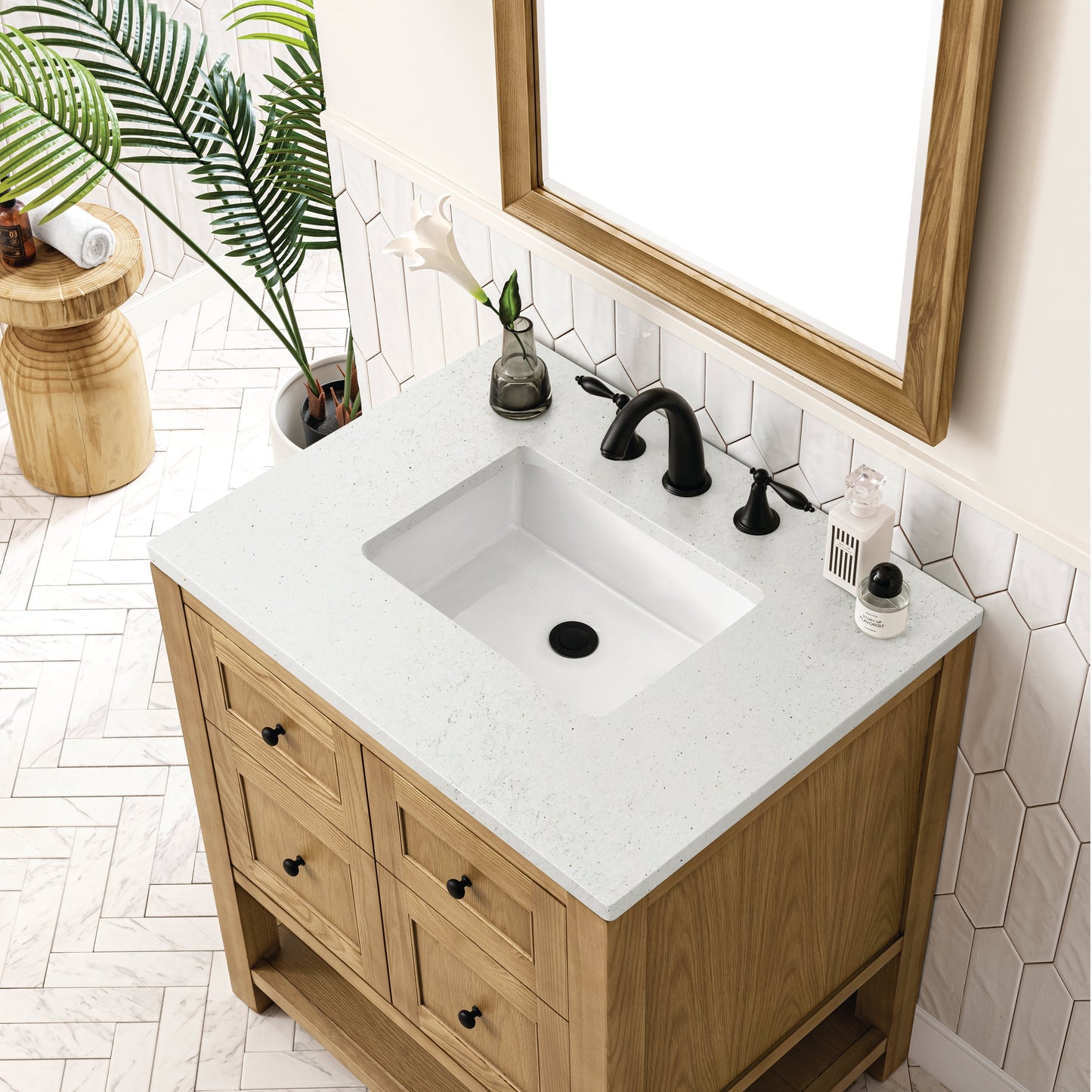 James Martin Vanities Breckenridge 30" Light Natural Oak Single Vanity With 3 cm Lime Delight Top