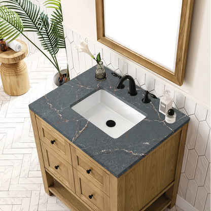 James Martin Vanities Breckenridge 30" Light Natural Oak Single Vanity With 3 cm Parisien Bleu Top