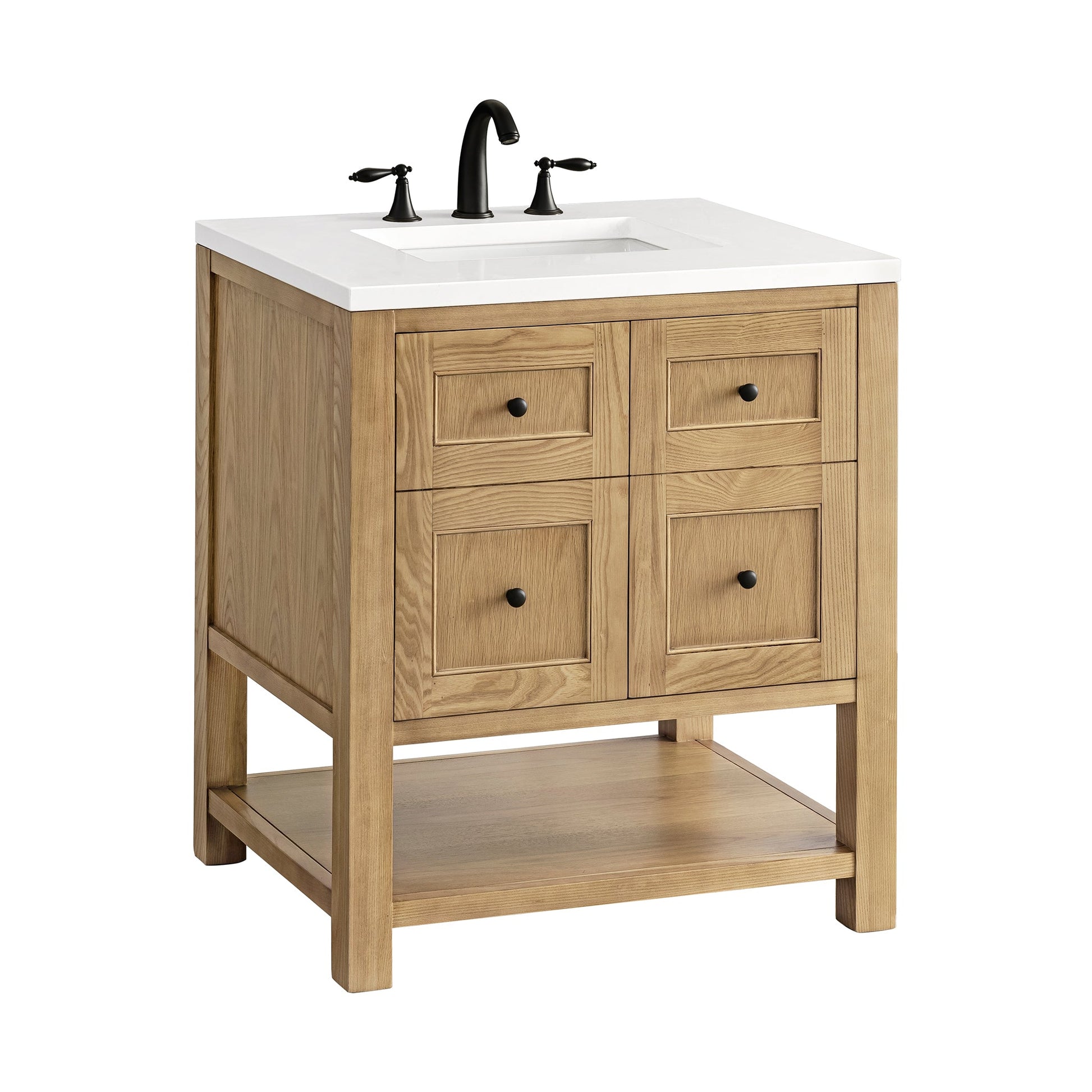 James Martin Vanities Breckenridge 30" Light Natural Oak Single Vanity With 3 cm White Zeus Top