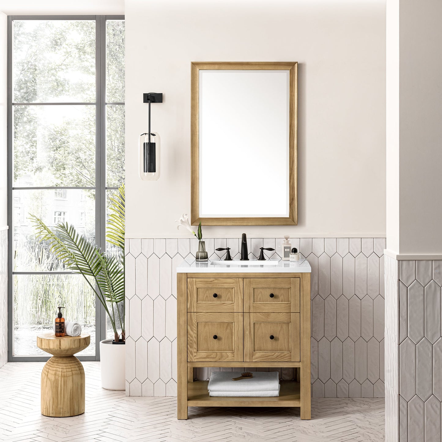 James Martin Vanities Breckenridge 30" Light Natural Oak Single Vanity With 3 cm White Zeus Top