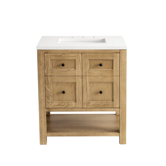 James Martin Vanities Breckenridge 30" Light Natural Oak Single Vanity With 3 cm White Zeus Top