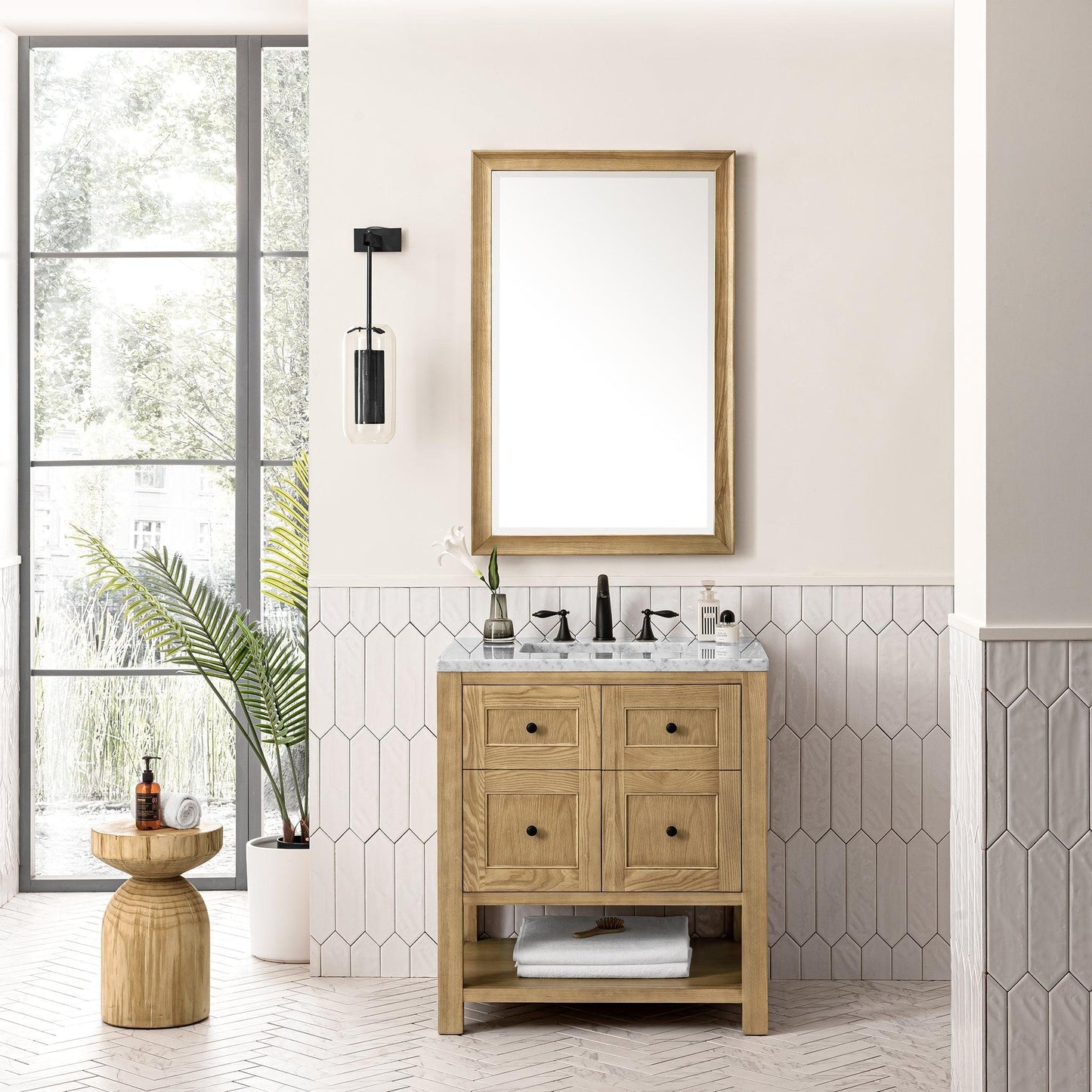 James Martin Vanities Breckenridge 30" Light Natural Oak Single Vanity With 3cm Carrara Marble Top