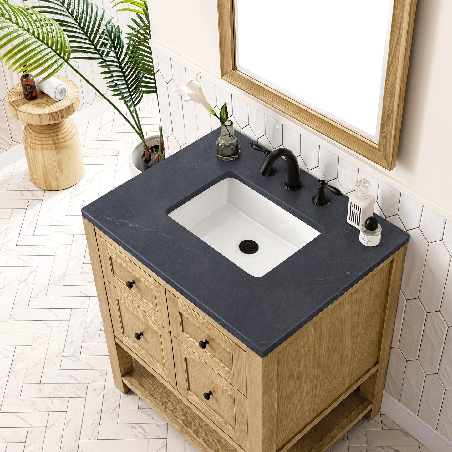 James Martin Vanities Breckenridge 30" Light Natural Oak Single Vanity With 3cm Charcoal Soapstone Top