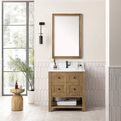 James Martin Vanities Breckenridge 30" Light Natural Oak Single Vanity With Single Hole 3 cm White Zeus Top & Backsplash