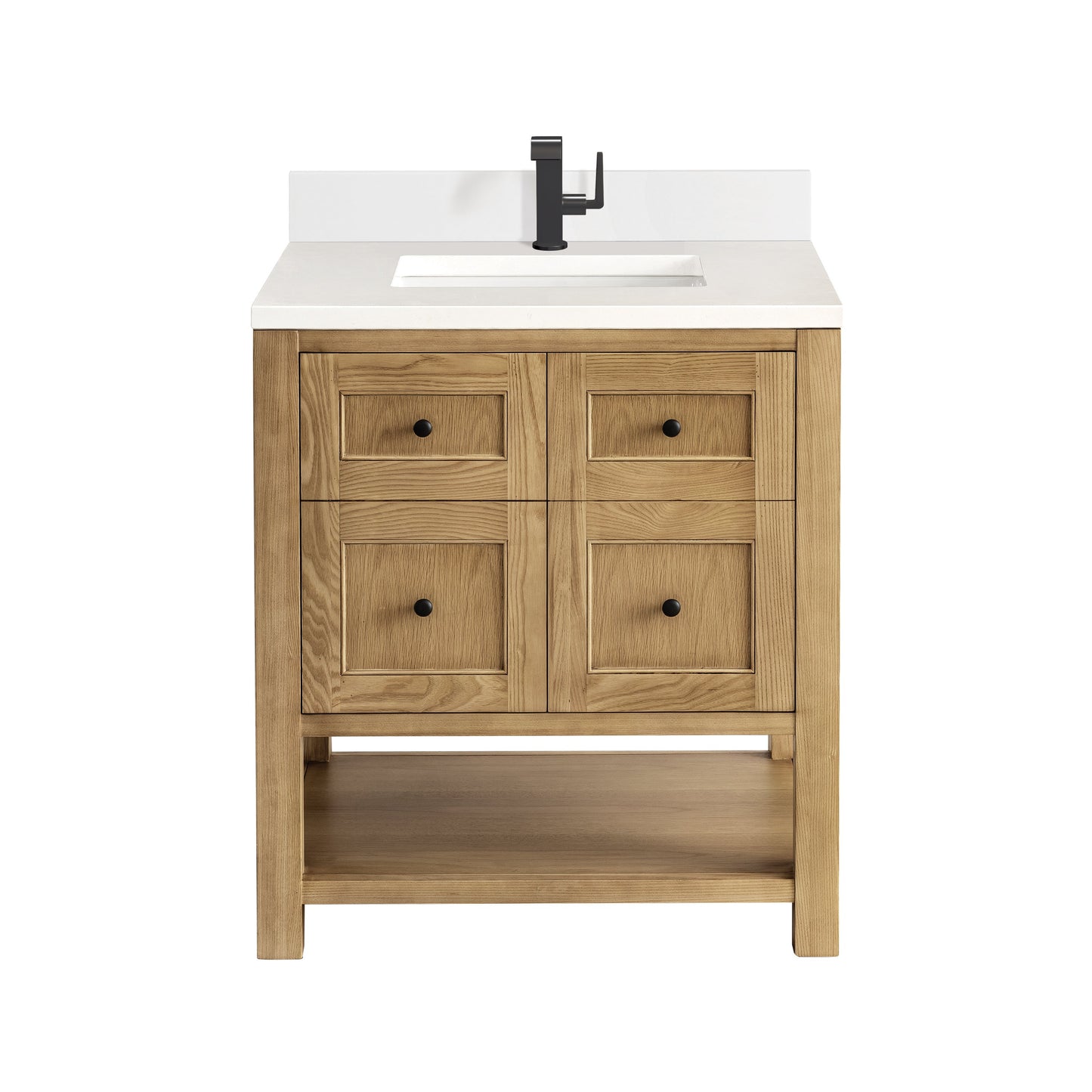 James Martin Vanities Breckenridge 30" Light Natural Oak Single Vanity With Single Hole 3 cm White Zeus Top & Backsplash