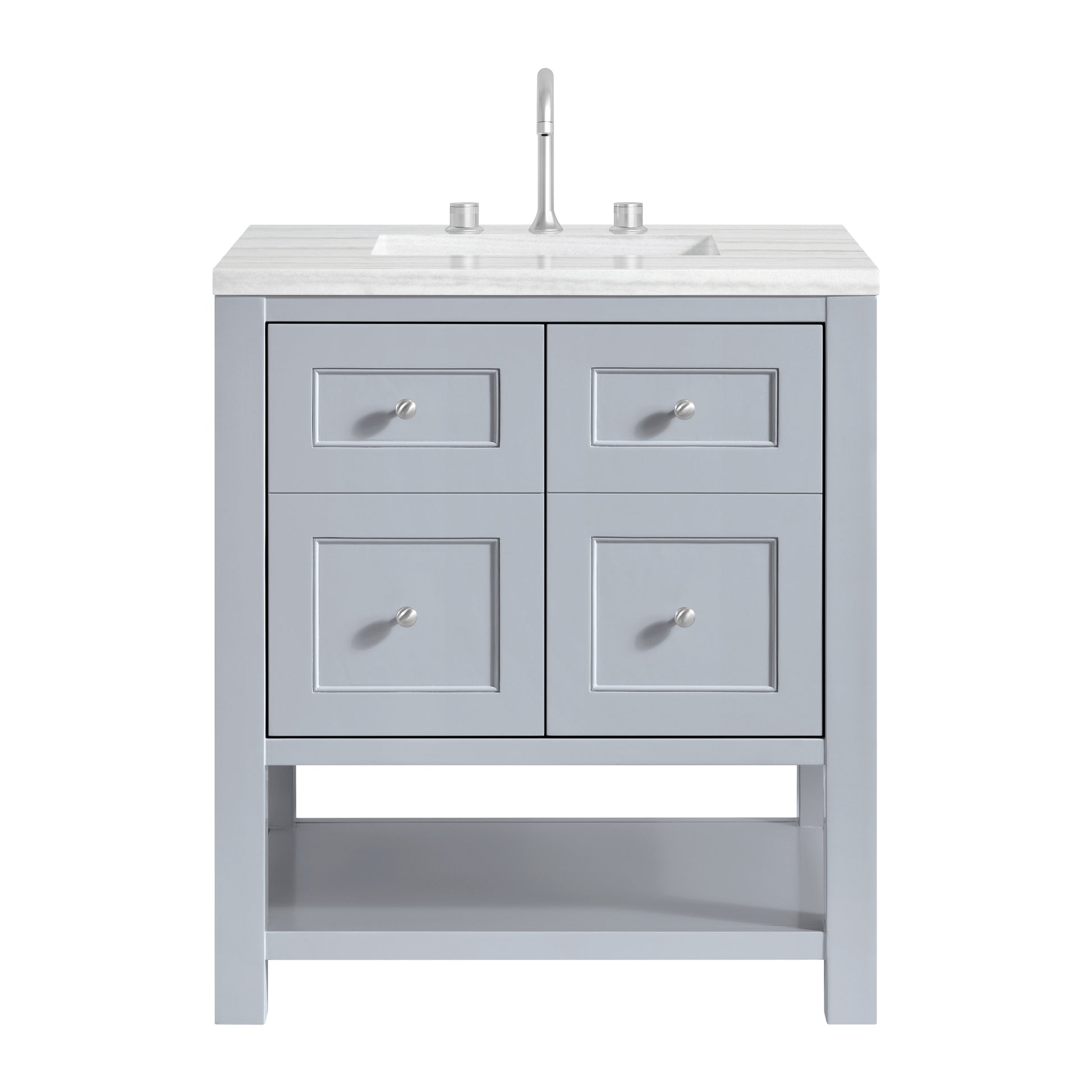 James Martin Vanities Breckenridge 30" Serenity Blue Single Vanity With 3cm Arctic Fall Solid Surface Top