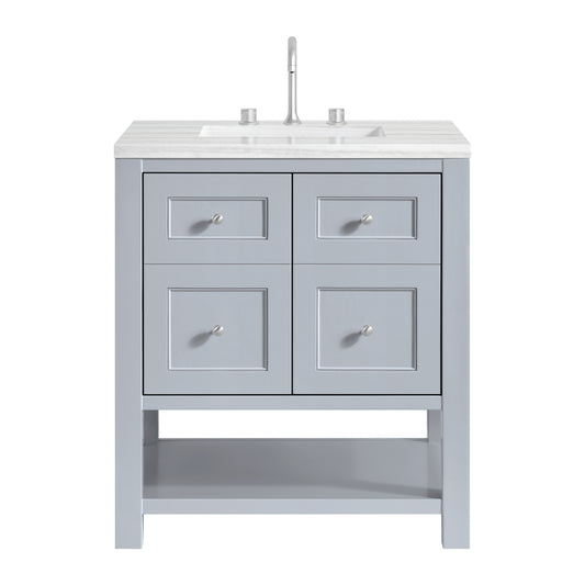James Martin Vanities Breckenridge 30" Serenity Blue Single Vanity With 3cm Arctic Fall Solid Surface Top