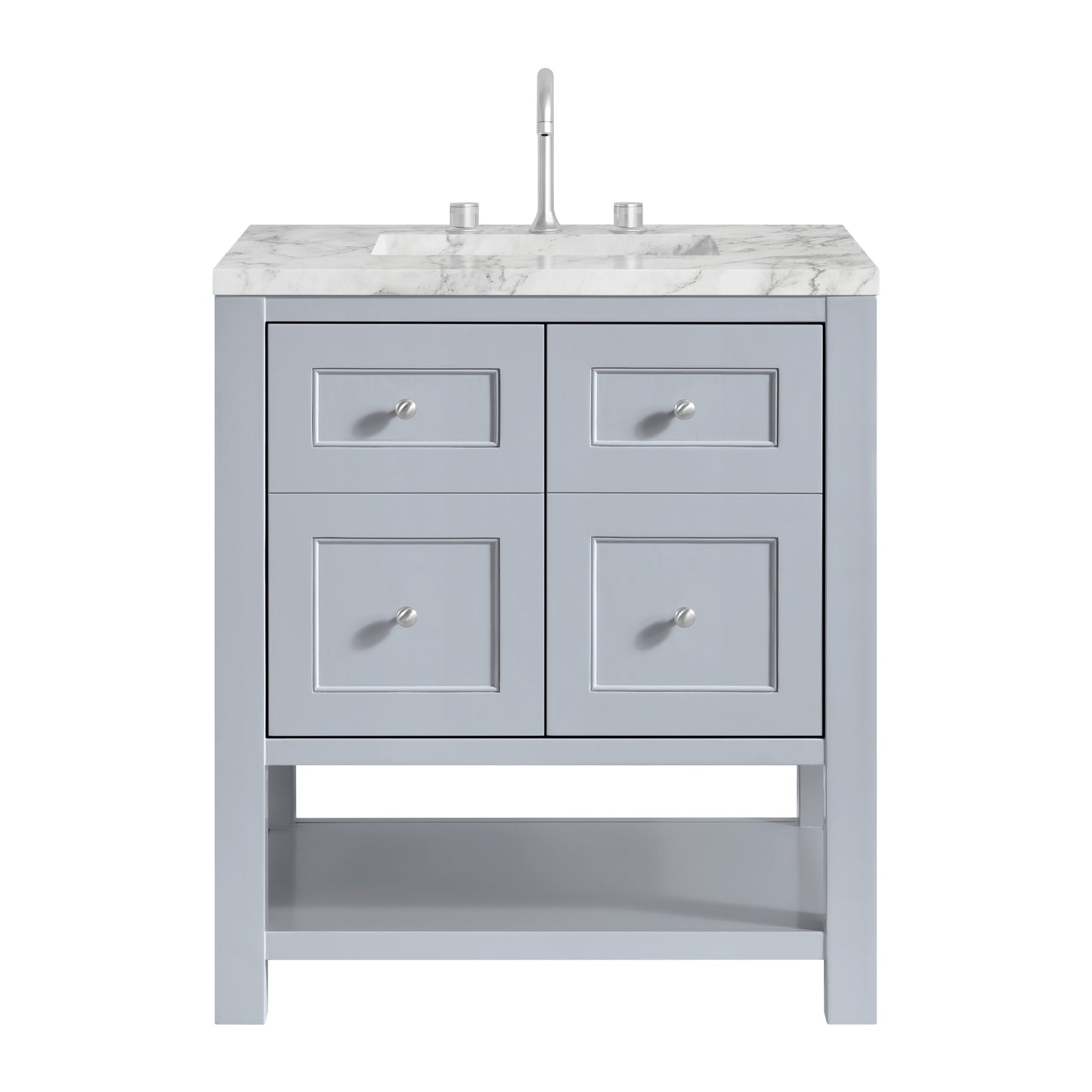 James Martin Vanities Breckenridge 30" Serenity Blue Single Vanity With 3cm Carrara Marble Top