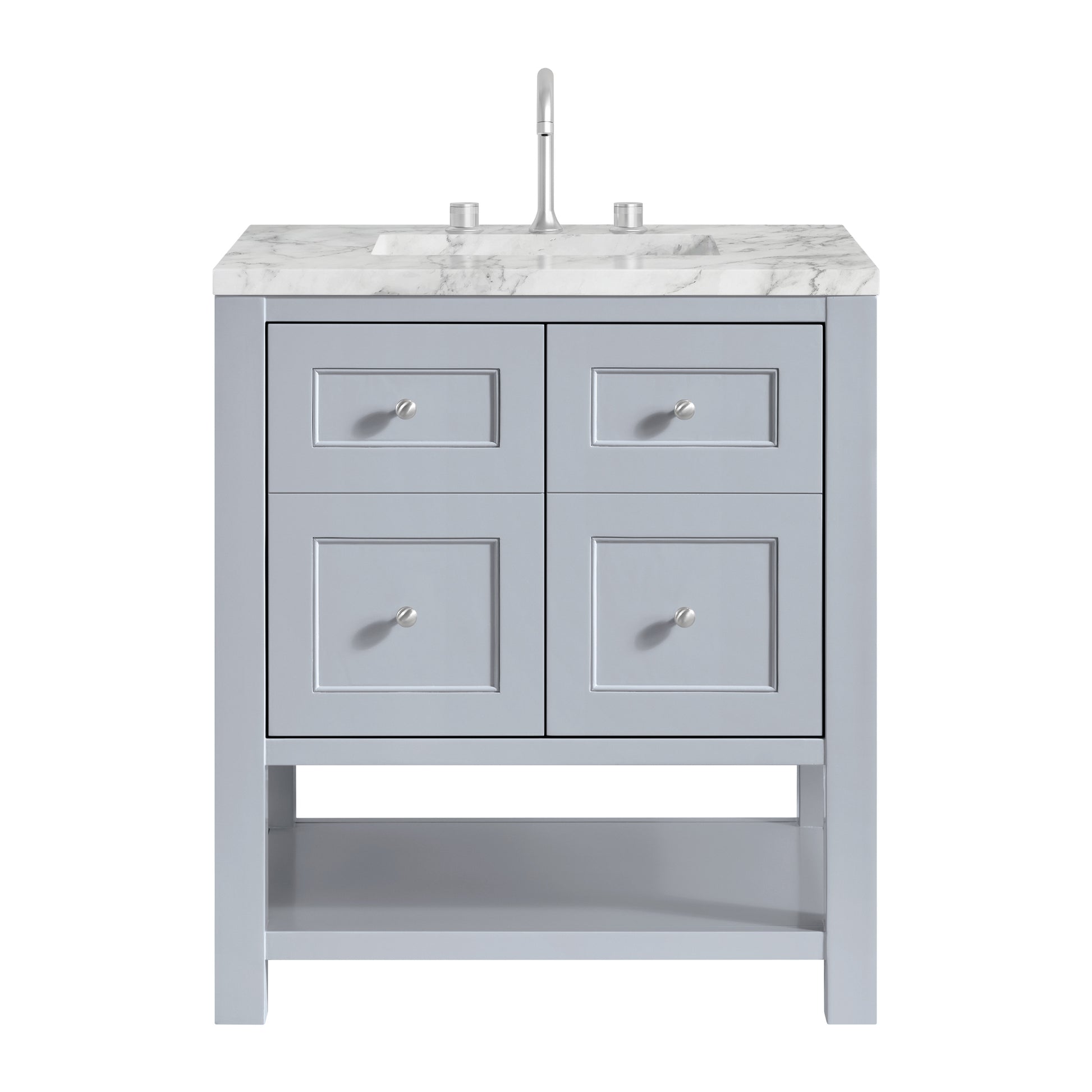 James Martin Vanities Breckenridge 30" Serenity Blue Single Vanity With 3cm Carrara Marble Top