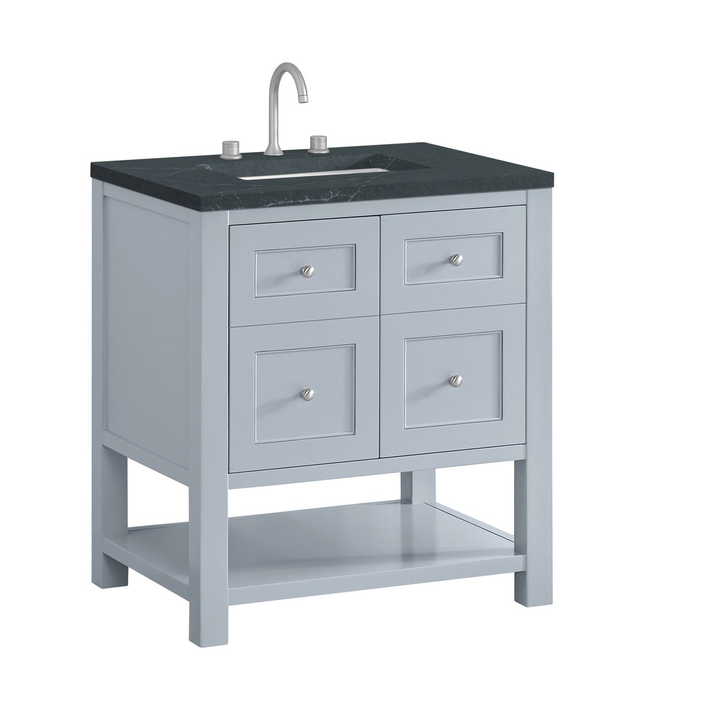 James Martin Vanities Breckenridge 30" Serenity Blue Single Vanity With 3cm Charcoal Soapstone Quartz Top