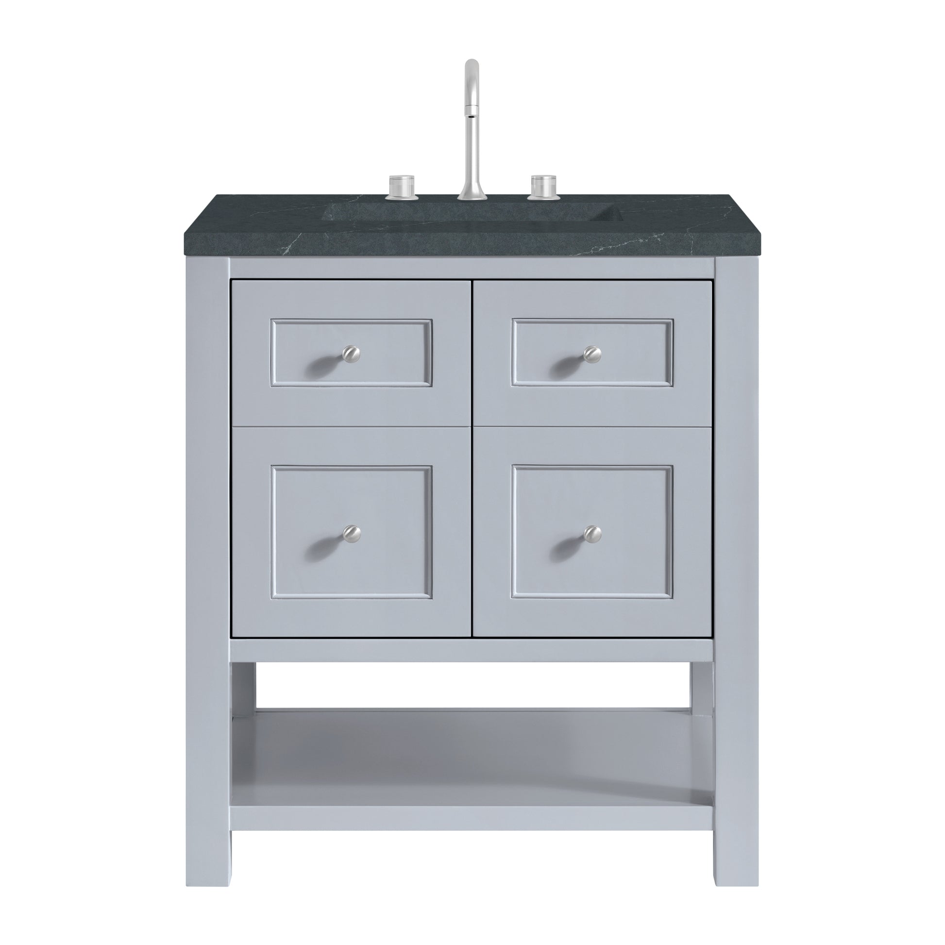 James Martin Vanities Breckenridge 30" Serenity Blue Single Vanity With 3cm Charcoal Soapstone Quartz Top