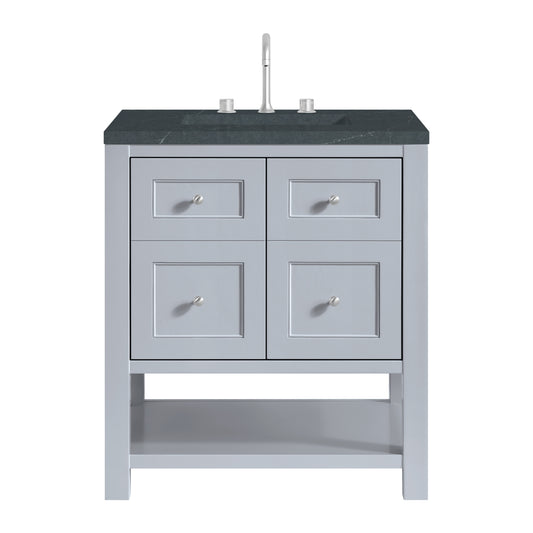 James Martin Vanities Breckenridge 30" Serenity Blue Single Vanity With 3cm Charcoal Soapstone Quartz Top