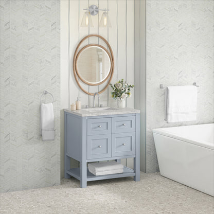 James Martin Vanities Breckenridge 30" Serenity Blue Single Vanity With 3cm Eternal Jasmine Pearl Quartz Top