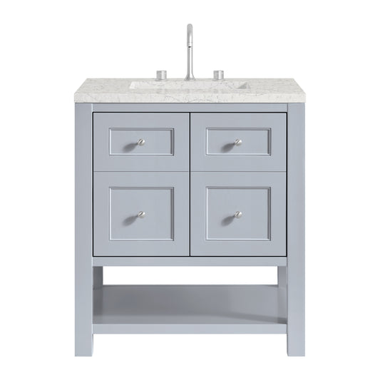 James Martin Vanities Breckenridge 30" Serenity Blue Single Vanity With 3cm Eternal Jasmine Pearl Quartz Top