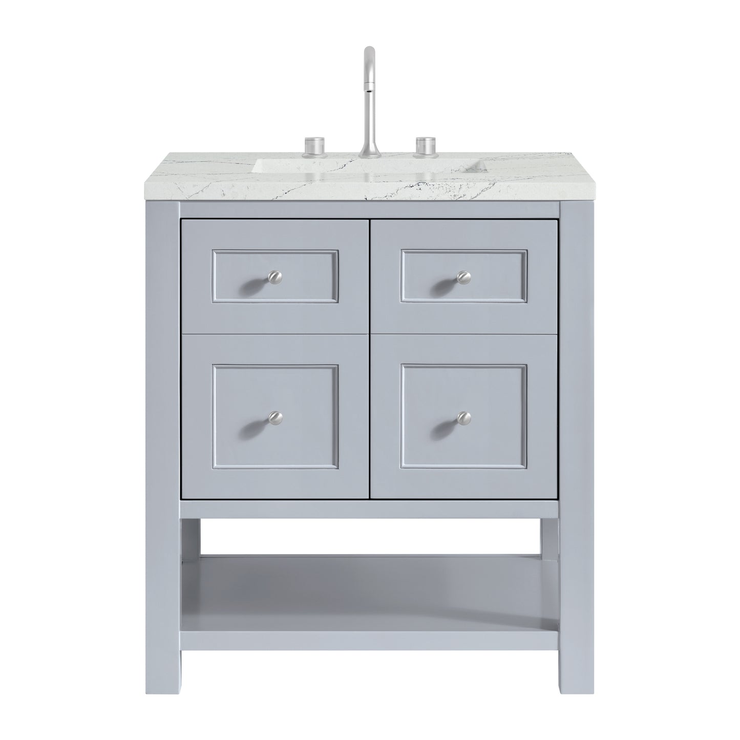 James Martin Vanities Breckenridge 30" Serenity Blue Single Vanity With 3cm Ethereal Noctis Quartz Top