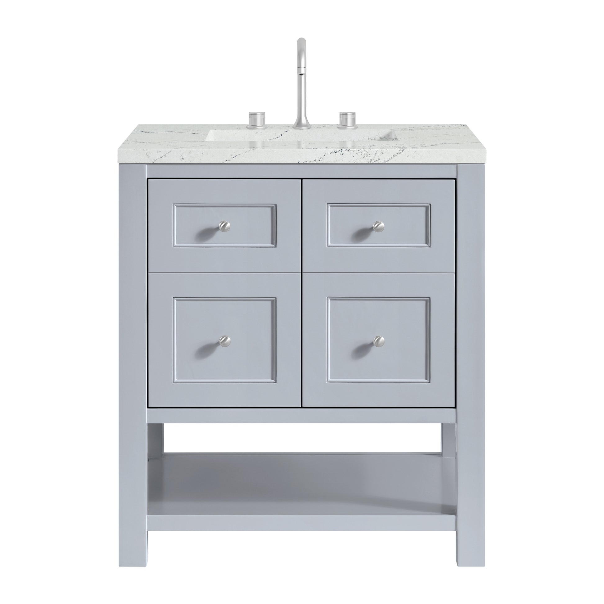 James Martin Vanities Breckenridge 30" Serenity Blue Single Vanity With 3cm Ethereal Noctis Quartz Top