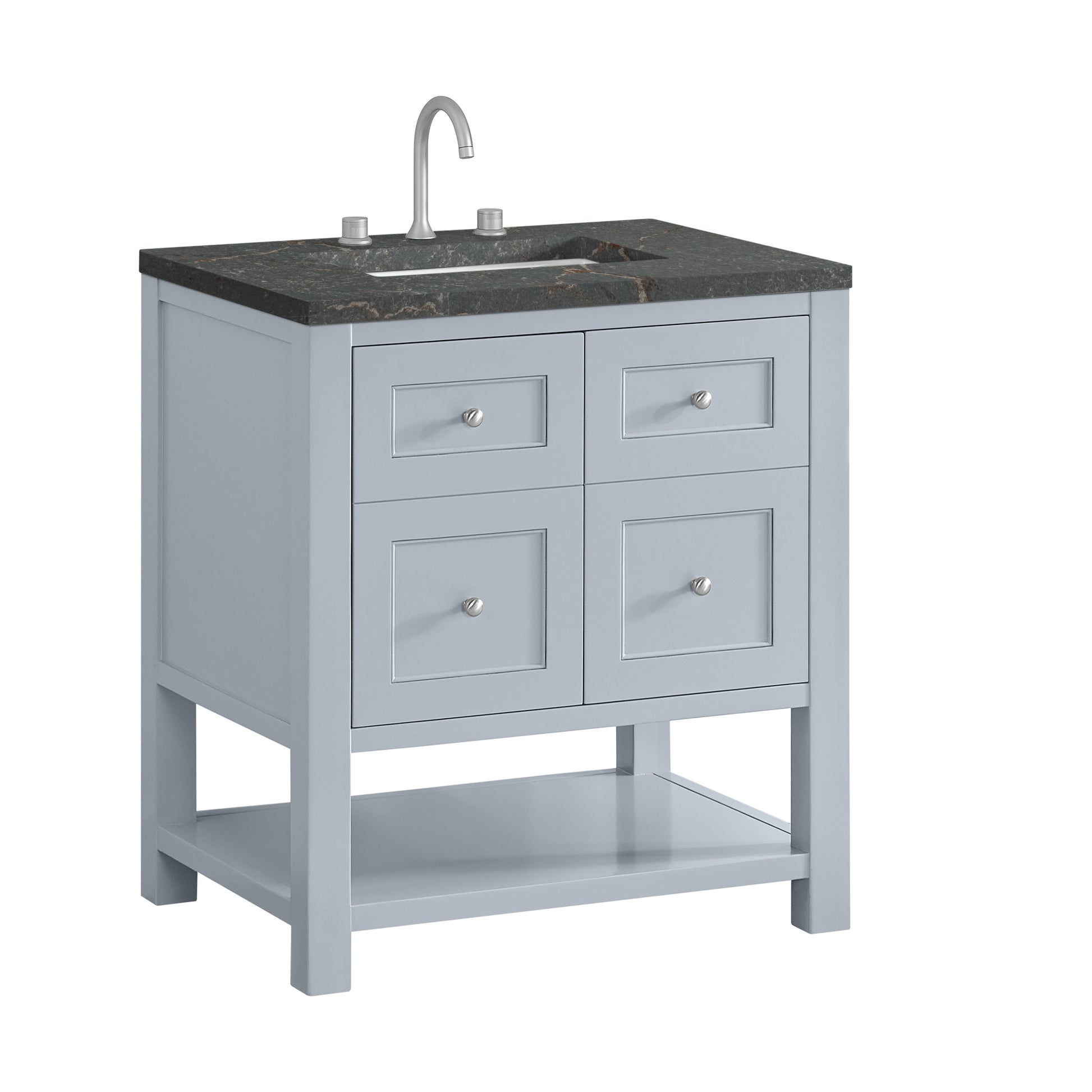 James Martin Vanities Breckenridge 30" Serenity Blue Single Vanity With 3cm Parisien Bleu Quartz Top